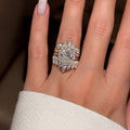 SPARKLING 8.0CT OVAL CUT HALO 3PC WEDDING RING SET IN STERLING SILVER