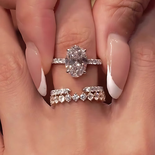 4ct Oval White Sapphire 4-Piece Stackable Ring Set